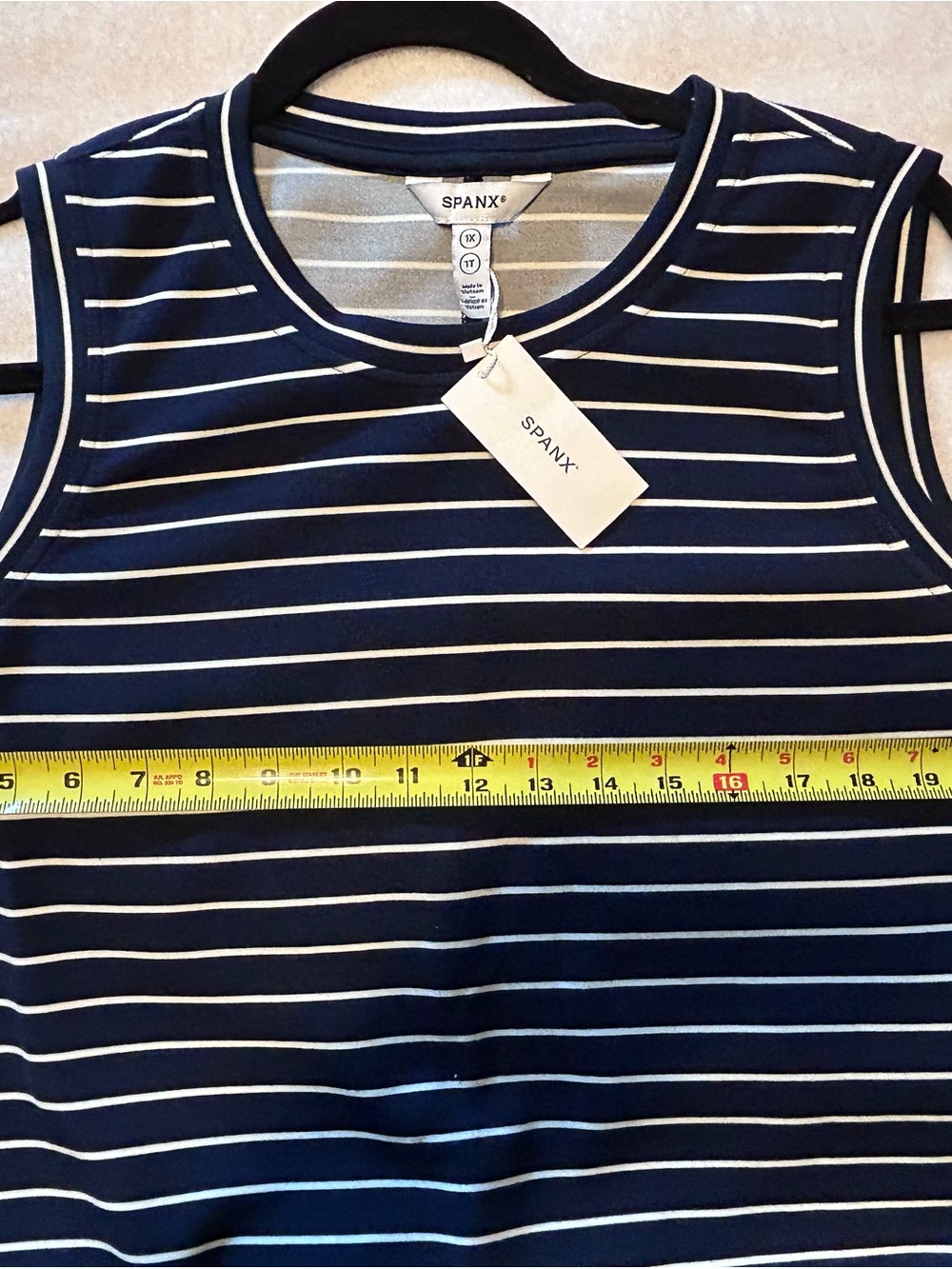 SPANX NWT 1X Air Essentials Navy and White Striped Sleeveless Maxi Dress - Picture 5 of 11